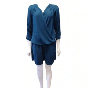 Aritzia Wilfred Drop Waist Faux Wrap  Green Mini Dress Size Large